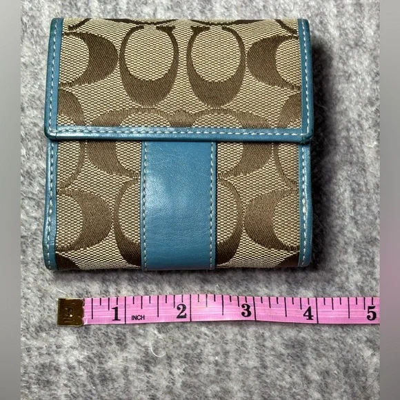 Coach Teal and Brown Leatherware Wallet - Picture 13 of 16